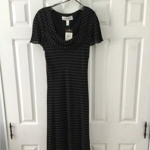 Donna Ricco Black and White Polka Dot Midi Dress